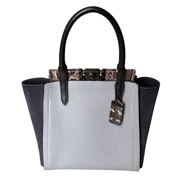 Coach Troupe Tote In Colorblock With Snakeskin Detail 78486 Light Blue - Picture 1 of 11